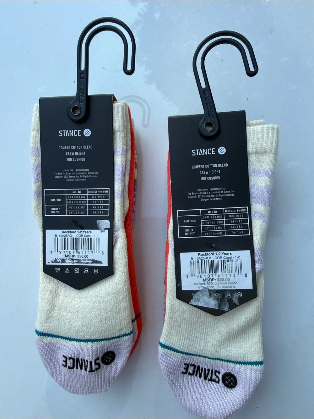 Stance Casual Crew Socks - Purple, Cream & Orange Stripe for kids